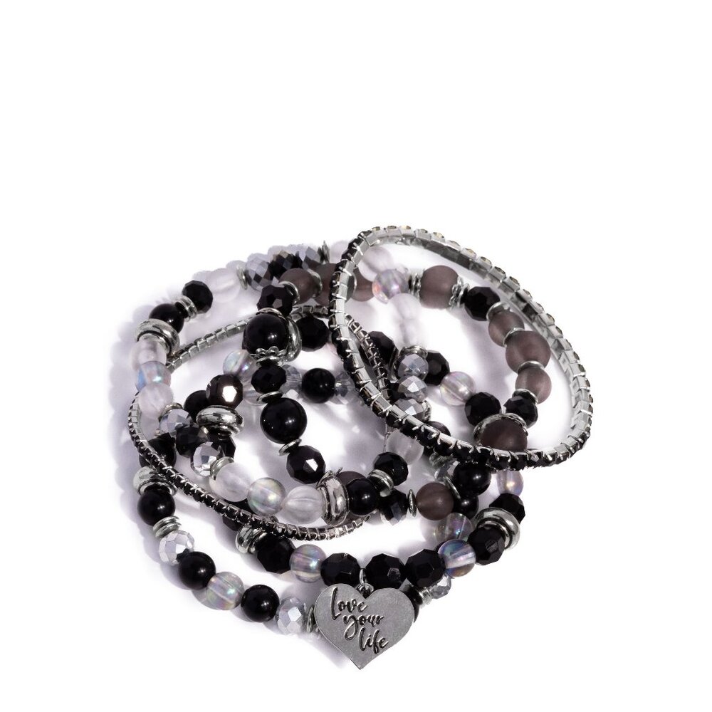 Paparazzi Jewelry Accessories - Optimistic Opulence - Black Bracelet - Exclusive - Picture 5 of 6